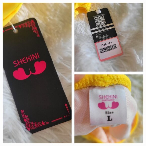 Shekini Womens Yellow Wrap Bikini Halter Bandage Set Size Large - Picture 4 of 9